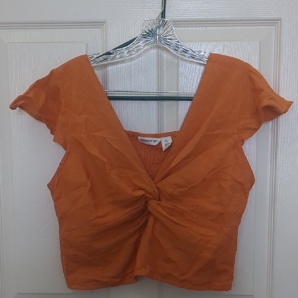 Orange Twist-Front Top